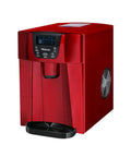 Straight Up Automatic Ice Maker With Smart Water Top Off And No Hassle Fetch Design For Home Bars And Boutique Stores Featuring Clear Preview Panel And Solid Abs Build For Snappy Serve Times, red color, front view.