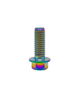 RISON titanium flanged hex bolt with rainbow finish, M6x1.0x16mm, aerospace-grade Ti