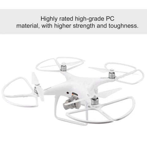 4 Pack Removable Drone Propeller Guards For Safe Landings And Protection Durable Prop Protectors attached to white drone frame