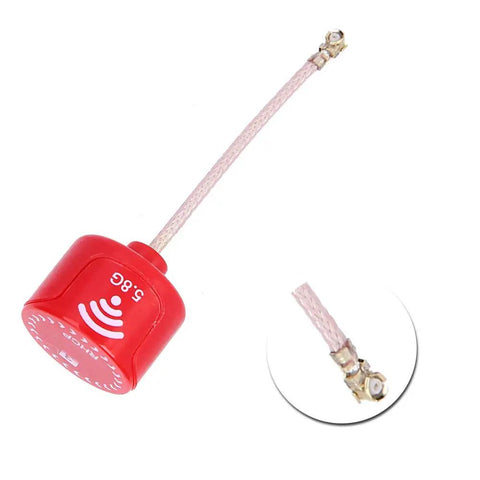 Red Beefy 5.8GHz 3dBi LHCP And RHCP UFL Antenna For FPV Drones And Video Transmitters with 100MHz bandwidth visible