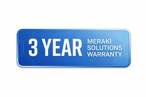 3 year Meraki Solutions warranty badge for Boss Grade Cloud Managed Firewall Security Appliance