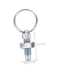 Premium Stainless Steel Spring Plungers 4 Pack Pull Type Indexing Pins For Snappy Cabinet Positioning And Heavy Duty Industrial Mounts close-up of a spring plunger with ring, dimensions shown.