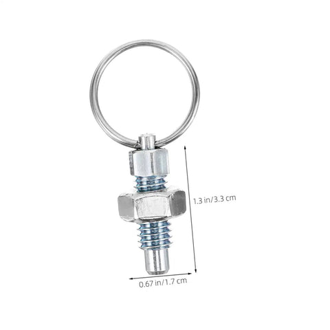 Premium Stainless Steel Spring Plungers 4 Pack Pull Type Indexing Pins For Snappy Cabinet Positioning And Heavy Duty Industrial Mounts close-up of a spring plunger with ring, dimensions shown.