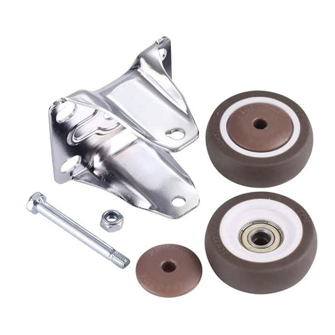 Four Piece Set Of Two Inch Brake Swivel Caster Wheels That Roll Slick And Dead Quiet On Hardwood Or Tile Heavy Duty Silent Furniture Casters With Lock Tight Rollers for carts, pallets, and couches.