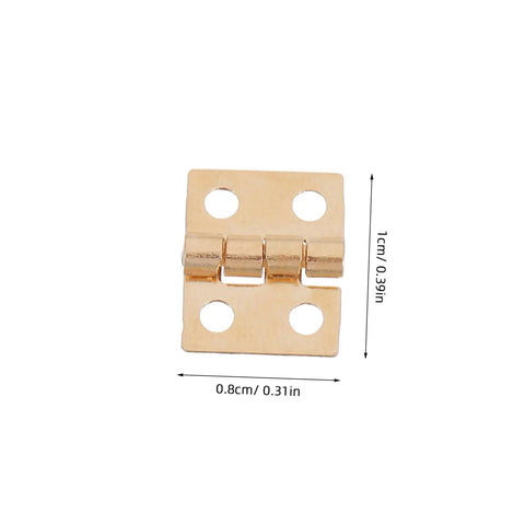 Tiny Brass Door Hinges 8x10mm Set Of 100 for Wooden Jewelry Boxes, showing one hinge with measurements