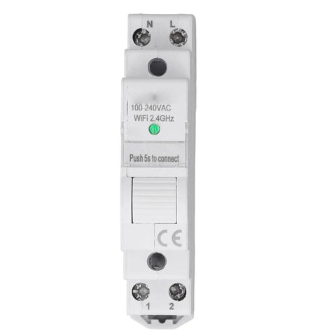 Hassle Free Smart Energy Meter With Instant WiFi App Control For Real Time Power Usage Tracking And Pool Pump Monitoring On Standard AC Outlet Wiring, compact design, white, features connect button.
