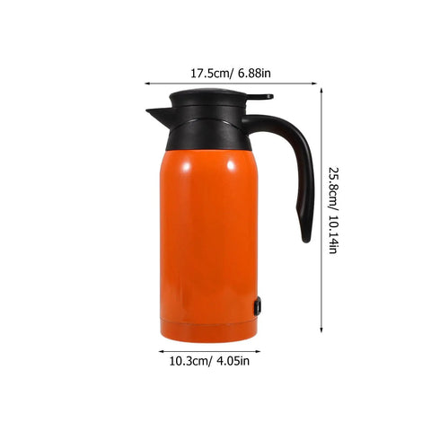 Heavy Duty 1000Ml Stainless Steel Car Electric Kettle And Water Heater Making Hot Stuff Gotta Have On The Fly With Thermal Lock For Long Haul Drivers Getting Their Kickback in orange color