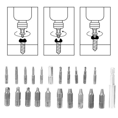 Kick Some Ass With This High Speed Steel Nan Screw Removal Drill Bit Set, A Total Game Changer For DIYers Fixing Stripped Bolts And Broken Fasteners In Your Garage Or Home Workshop Without Any Drama Or Stress. HSS extractor bits and socket adapter set
