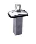 Chrome Plated Push Up Tie Downs For Full Size Trucks With Stake Pocket Mounts No Drilling Required 600 Pound Capacity Per Kit NeveRust Stainless Steel Pop Up Post Design Sold In Pairs, showing close-up of single tie down post and base.