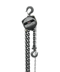 Jet 1-1/2 ton hand chain hoist with 30 ft lift; gray housing and hanging load chains