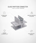 Heavy Duty Aluminum Glass Partition Clip Connector For Shelf And Cabinet Assembly Durable Silver Finish Hardware Fitting