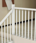 Heavy Duty White Stair Railing Posts And Spindles, 25 Pack Of 47 Inch Stainless Steel Balusters With Adjustable Brackets, built solid for indoor stairs.