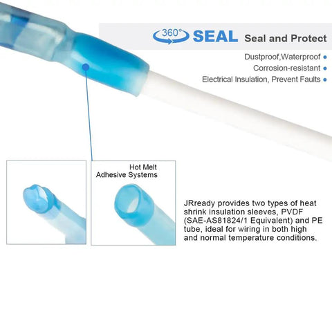 Close-up of PVDF tube from Waterproof Crimp Splice Kit With 150 Copper Splices And PVDF Tubes For Auto And Marine Wiring Ready For Quick Hookups