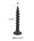 Size Eight By One And Three Sixteenth Inch Wood Screws Phillips Flat Head Self Tapping Carbon Steel Gray, 50 Pack For Hardwood And Fiberboard Projects