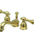 Model KS3952AL Restoration Mini Widespread Lavatory Faucet with Metal Lever Handles Polished Brass Finish