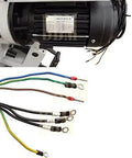 Close-up of 1.5 HP motor for Badass 3 Phase Cold Saw with labeled wiring connections and motor details.