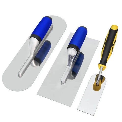 All In One Pro Grade Concrete Tools Kit With Stainless Steel Trowels: 11in finishing, 14in pool, 6in margin trowels