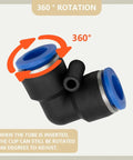 10 Pack 10mm 90 Degree Push In Elbow Pneumatic Fittings with 360 degree rotation for polyethylene, nylon, PU tubing