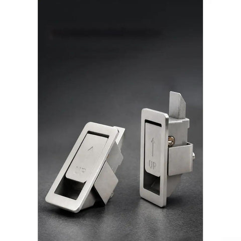 304 Stainless Steel Flat Push Button Lock For Electrical Cabinets And Industrial Panels, Spring Loaded Latch, Brushed Finish, Heavy Duty