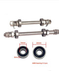 Two Pack Bike Wheel Hub Axles With Bearings 140mm Front And 182mm Rear Kit, Tough Metal Build, Bearings Shown Separately