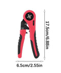 Pro Multifunctional Carbon Steel Crimping Pliers Ergonomic Hand Tool For Electricians And Automotive Technicians in red and black design, 17.5cm long.