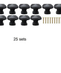 Heavy Duty Matte Black Square Pyramid Cabinet Knobs, Slick Kitchen Drawer Pulls And Bathroom Cupboard Hardware, Tough Metal Fixtures For Quick Weekend Setups, 25 pack.