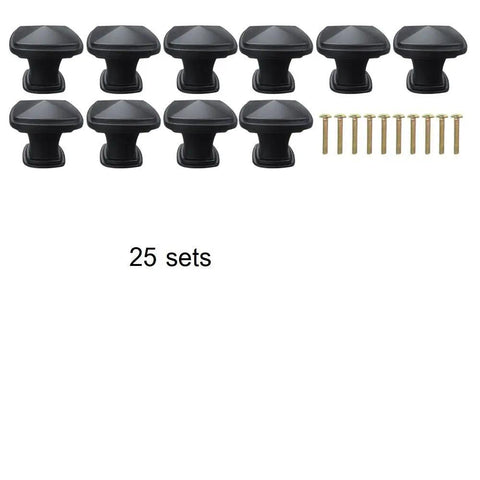 Heavy Duty Matte Black Square Pyramid Cabinet Knobs, Slick Kitchen Drawer Pulls And Bathroom Cupboard Hardware, Tough Metal Fixtures For Quick Weekend Setups, 25 pack.