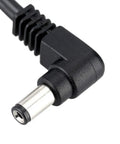 Close-up of right-angle plug on 1 To 3 Way Daisy Chain Cable For Guitar Effects Pedals, 9V DC Power Splitter Cable With 3 Plug Outputs, Oxygen Free Copper Core 26AWG.
