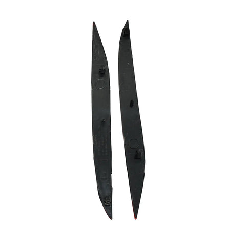 Slick Rear Bumper Reflectors Red Marker Lens Trim Pair Left And Right Side Replace Oem Part Numbers For Tesla Model X 2016 To 2021 close-up of black reflective trim pieces