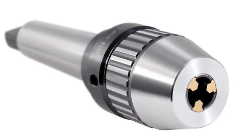 Keyless Drill Chuck MT4 With Integrated Shank And Titanium Jaws For CNC Lathe And Drill Press One Sixteenth To Five Eighths Inch Capacity