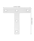 Beefy Heavy Duty Stainless Steel Corner Bracket Plates, Thick T Shaped Angle Braces For Metal And Wood Panels, dimensions shown