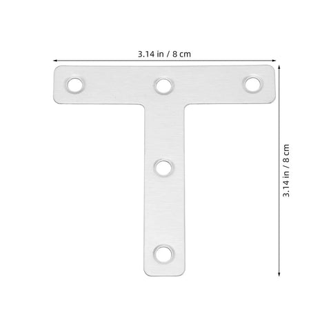 Beefy Heavy Duty Stainless Steel Corner Bracket Plates, Thick T Shaped Angle Braces For Metal And Wood Panels, dimensions shown