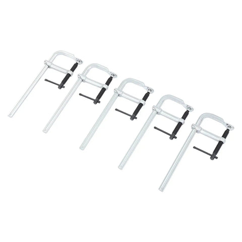 Heavy Duty F Clamps 10 Inch Welding Vise Grip Set With Deep Throat For Rock Solid Holds On Carpentry And Woodworking Projects To Keep Your Stuff Secure - 5 pack of clamps.