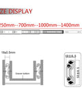 Detailed size display for No Nonsense Heavy Duty Ball Bearing Drawer Slides With Solid Locking Feature, showing lengths and dimensions.
