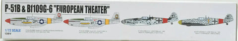 Box art of P 51B And Bf 109 G 6 1 72 Scale Aircraft Model Kit Twin Pack With Highly Detailed Plastic Parts And Two Sets Of Decals