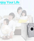 12 Pack Vacuum Bags For I And S Series Clean Base in living room setting with family, showing easy fit design and dust containment