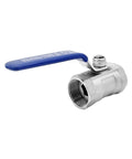 Heavy Duty 304 Stainless Steel Straight Ball Valve with blue handle for water and gas lines connection.