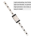 MGN7 100mm Length Miniature Linear Sliding Guide Rail With 1PCS MGN7H Stainless Steel Carriage Block shown diagonally