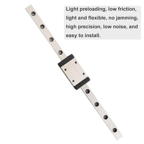MGN7 100mm Length Miniature Linear Sliding Guide Rail With 1PCS MGN7H Stainless Steel Carriage Block shown diagonally