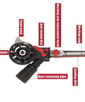 Kick Up Some Dust With This Quick Swap Angle Grinder To Belt Sander Adapter. Detailed view showing knobs and dust pipe.