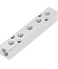 Beefy Heavy Duty Pneumatic Aluminum Air Manifold Splitter for Quick Connects and No Leak Operation with multiple threaded outlets.