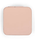 Top view of Compact Pink Jewelry Travel Case With Plush Interior Lining, Grab-And-Go Style, 4x4x2 Inch Portable Organizer