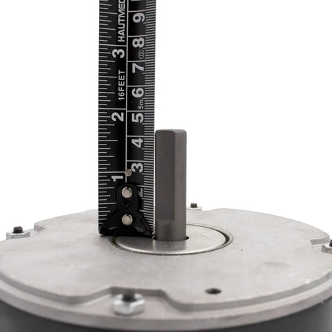 Close-up of motor shaft measurement on 1/8 HP HVAC Condenser Motor For Central AC, 1 Phase, 1075 RPM, 208 To 230V