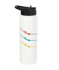 Aviation Enthusiast Gift Dope Stainless Steel Insulated Water Bottle with colorful airplane design and black lid for soaring and gliding.