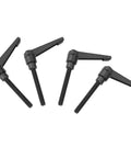 Four Pack M8 Male Thread Clamping Lever Handles Featuring Rock Solid Stainless Steel Construction With No Sweat Adjustment For Fast Machine Tweaks Black 70mm Finish
