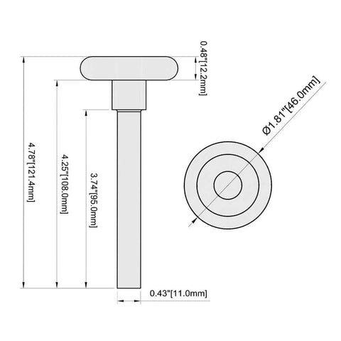 Diagram showing dimensions of 2 Inch Nylon Garage Door Rollers 12 Pack With 4 Inch Stem Replacement Wheels Quiet 6200Z Precision Bearings