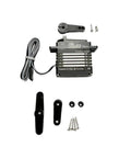 Heavy Duty Full Metal Coreless Servo Motor With Precision Encoder And Waterproof IPX8 Rating showing motor, connectors, and accessories.