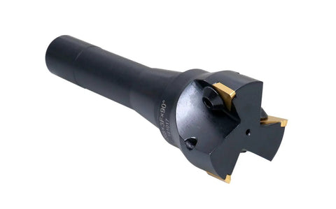 2 Inch Carbide Indexable End Mill With R8 Shank And 3 TPG 322 Inserts For Versatile Metal Milling, Positive Rake 90 Degree Right Hand Cut, 7/16-20 Bridgeport Thread, Ready To Plug And Play In CNC Or Manual Milling Machines