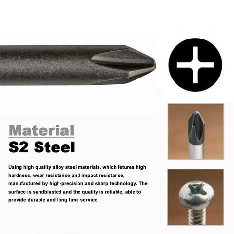 PH2 10 PC Screwdriver Bit Set With 1 Quarter Inch Hex Shank, 4 Inch Length, S2 Alloy Steel Magnetic Tip, Durable Long Lasting Bits For Power Drill, Impact Driver And Cordless Screwdriver