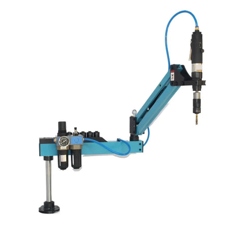 Pneumatic Tapping Machine M3 To M16 With Rocker Arm Universal Frame Motor For Precise Threading In Metalworking Quick Setup Built Tough Pro Grade Durable Workhorse Tool One Year Warranty, blue rocker arm frame